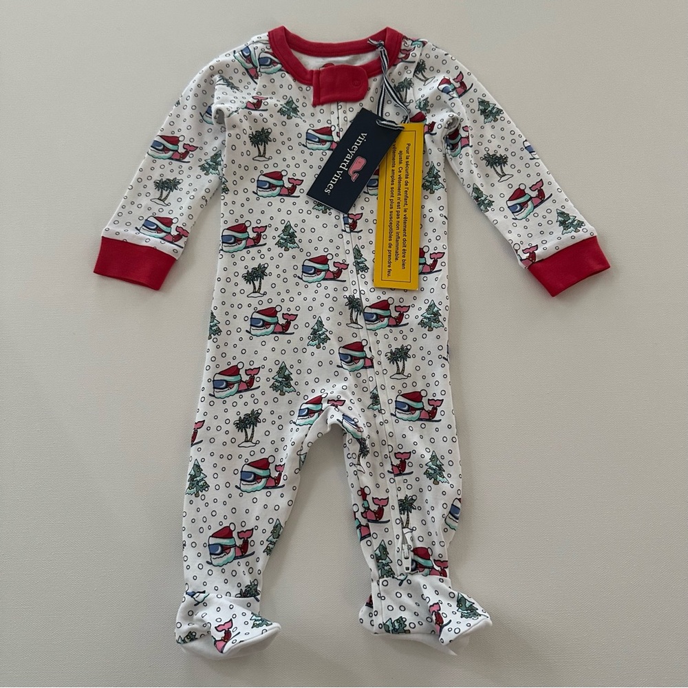 Vineyard Vines 0-3 Months Baby Whale Holiday Christmas Pajamas Footie PJs Pima